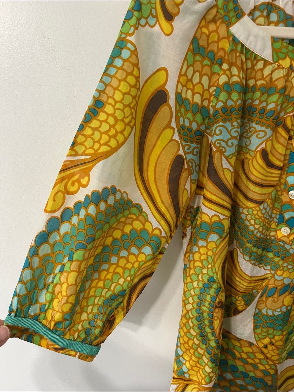 Trina Turk for Banana Republic Blouse Silk Blend Vibrant Paisley Lightweight Top - Picture 4 of 15